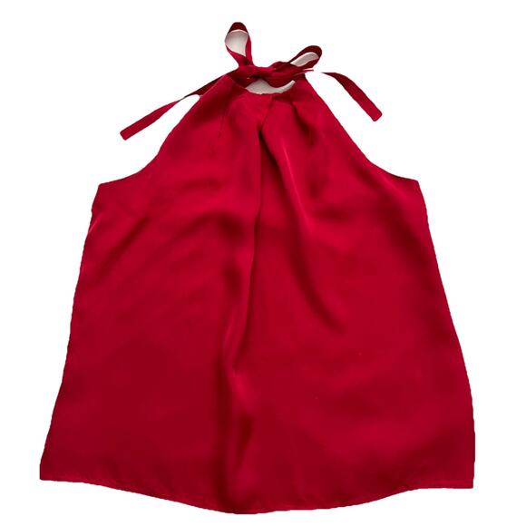 Theory Halter Top Womens Medium Red Kensi Sleeveless Silk Lined Neck Tie Holiday - Picture 9 of 9